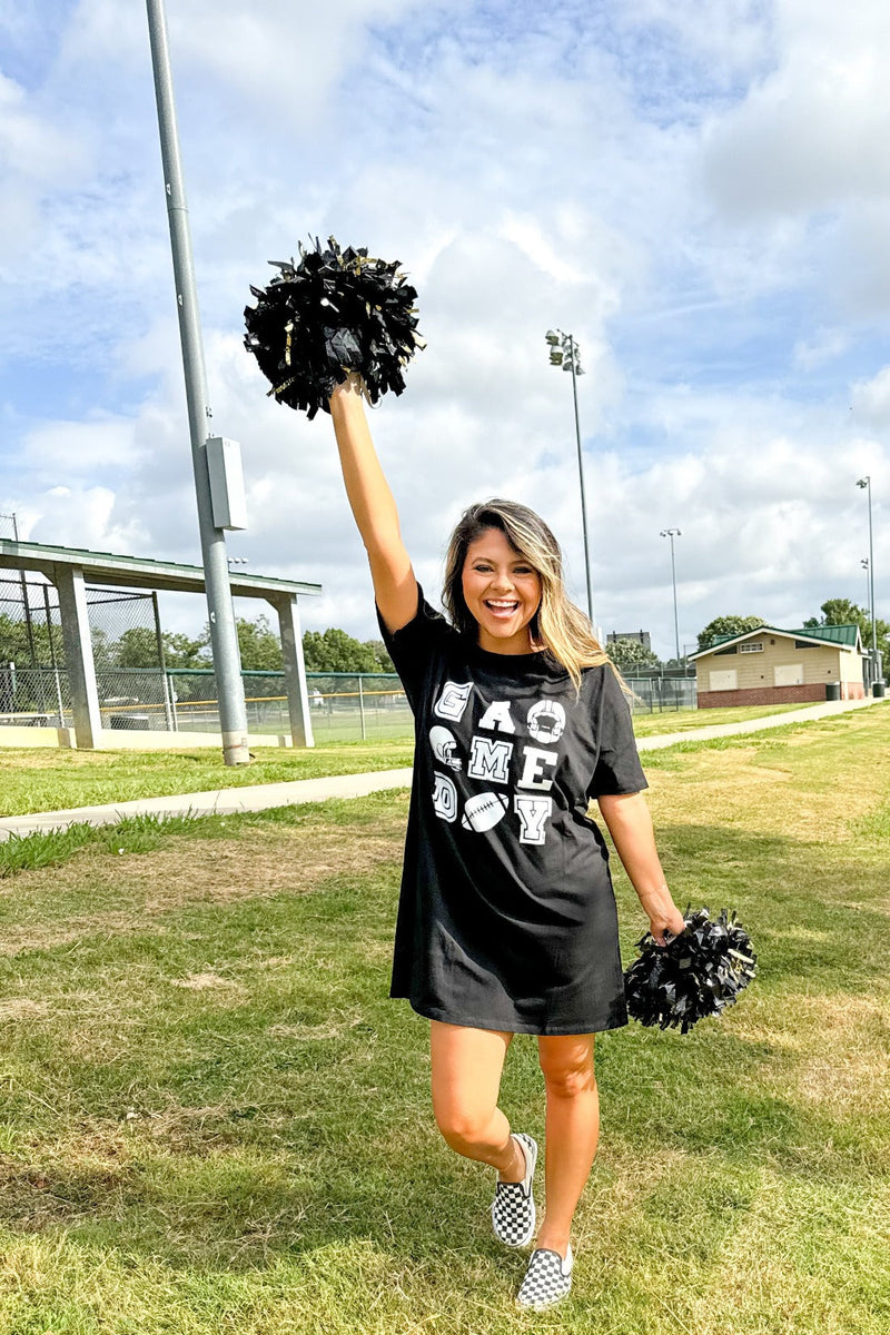 Game Day Black T-Shirt Dress