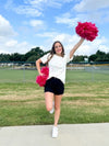 Footballs on White Top with Sequin Sleeve