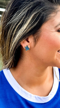 Texas On My Mind Druzy Stud Earrings, Blue