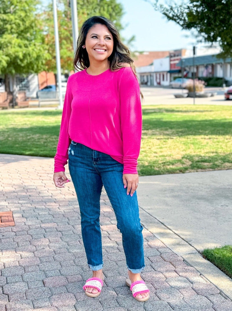 Bubblegum Bliss Top Knit Tunic with Front Seam