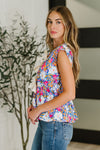 PREORDER: Sleeveless Bow Blouse in Pink and Orange Floral