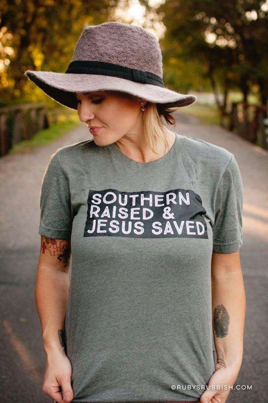 Southern Raised and Jesus Saved | Christian T-Shirt | Ruby’s Rubbish®