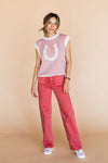 The Woven Horseshoe Sweater Vest in Pink