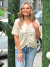 Cinch Me Beige Short Sleeve Top