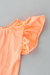 Neon Coral S/S Flutter Sleeve Leotard