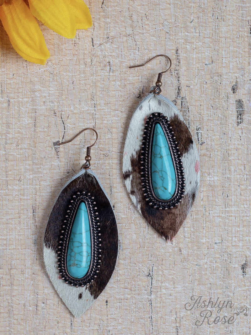 Say Howdy Rain Drop with Center Stone, Light Cowhide