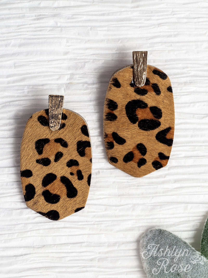 Should've Been Better Oval Leopard Earrings, Brown