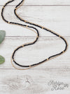 Glitz, Glam, Simple Strands Double Beaded Black Necklace with A Gold Chain