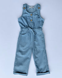 Ari Button Front Denim Jumpsuit - Light Wash