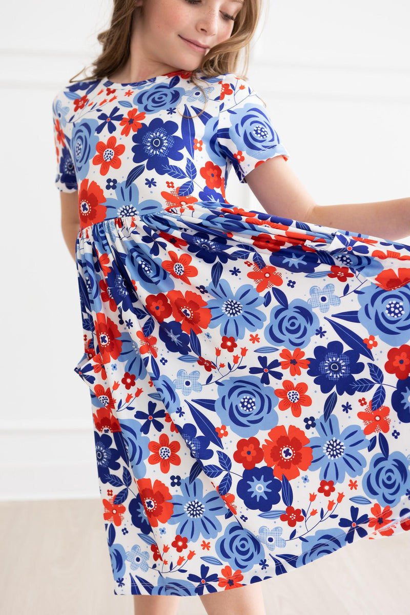 Happy 4th Floral Floral S/S Pocket Twirl Dress