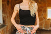 Black Spaghetti Strap Crop Tank