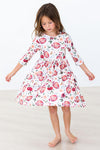 Footballs & Flowers 3/4 Sleeve Pocket Twirl Dress