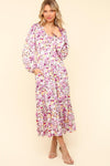 Haptics Full Size Floral V-Neck Long Sleeve Dress with Side Pockets