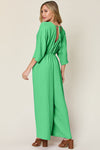 Double Take Full Size Surplice Wide Leg Jumpsuit with Pockets