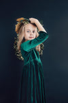 Hunter Green Velvet Twirl Dress