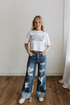 Don't Let Bastards Get You Down Boxy Crop Graphic Tee