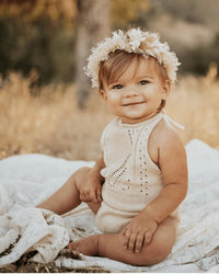Drake Crochet Halter Romper - Vanilla Cream