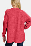 Zenana Full Size Brushed Melange Hacci High-Low Sweater