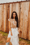 The Kaiya Horseshoe Sweater Vest in Taupe