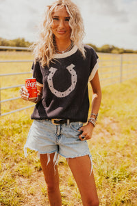 The Kaiya Horseshoe Sweater Vest in Navy