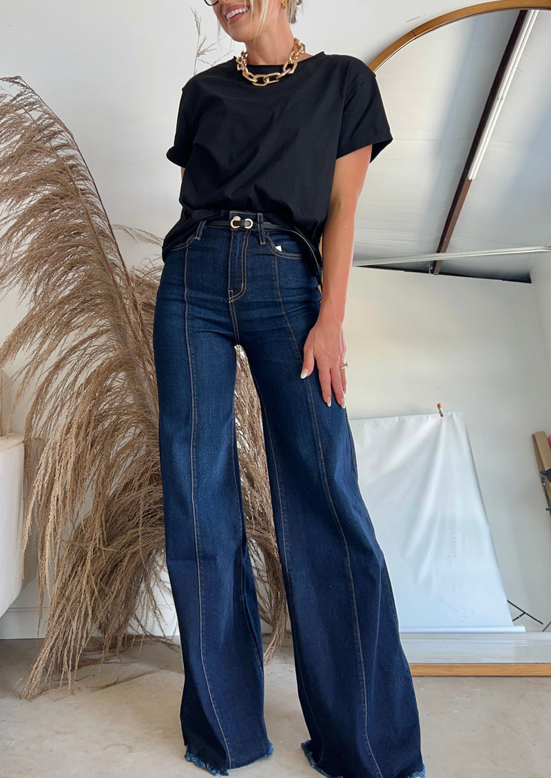 The Loretta Trouser Jean in Dark Wash