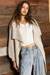 Twist Weave Shawl Collar Balloon Sweater Cardigan