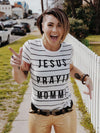 Jesus Prayin' Momma | Women’s Striped T-Shirt | Ruby’s Rubbish®