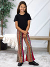 Girls All the Fun Multi Colored Flare Pants with Leopard