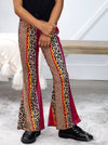 Girls All the Fun Multi Colored Flare Pants with Leopard