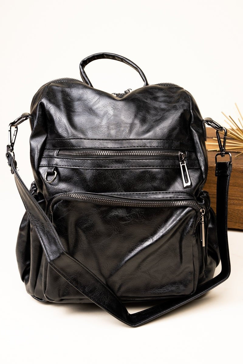 The Best Day Black Faux Leather Backpack