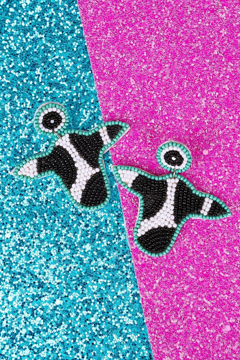 Grimsby Bull Seed Bead Earrings