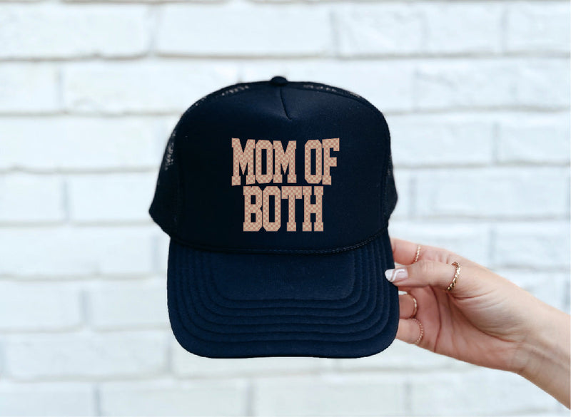 Checkered Mom of Both DTF Printed Black Trucker Hat (Copy) (Copy) (Copy)