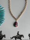 Pink Dahlia Teardrop Gold Chain Necklace