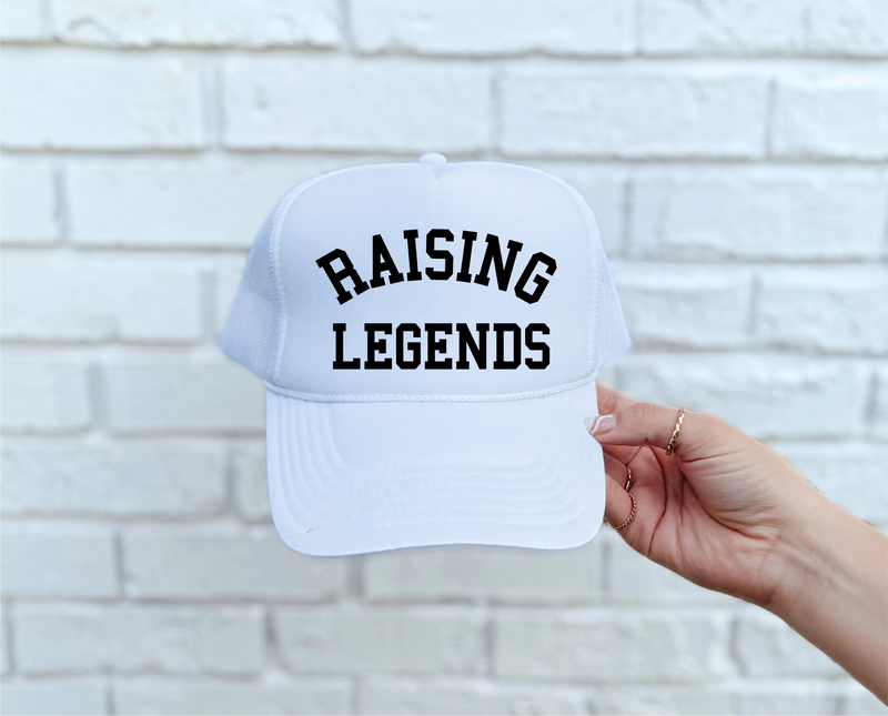 Raising Legends DTF Printed White Trucker Hat