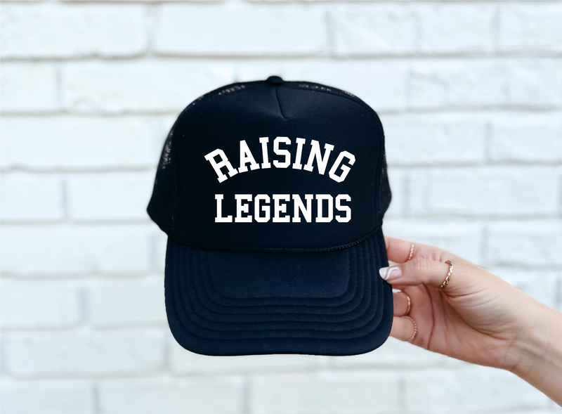 Raising Legends DTF Printed Black Trucker Hat