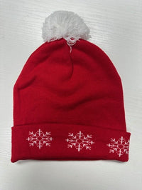 "It's Cold Outside" Snowman Pom-Pom Snowflake Beanie