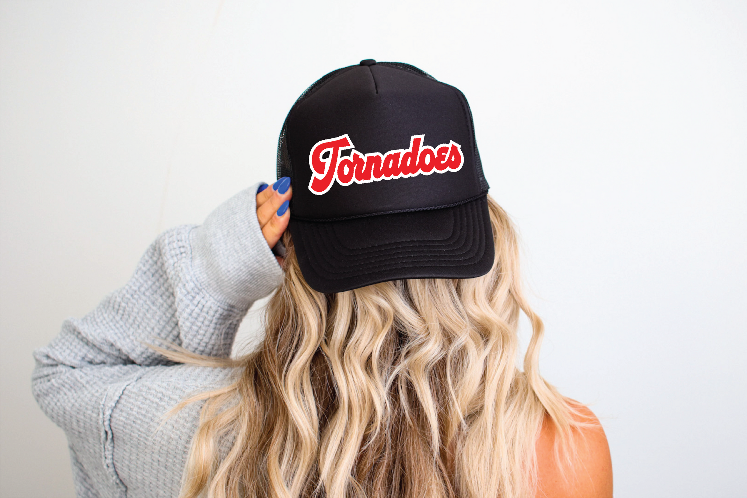 School Spirit Hats DTF Printed Black Trucker Hat