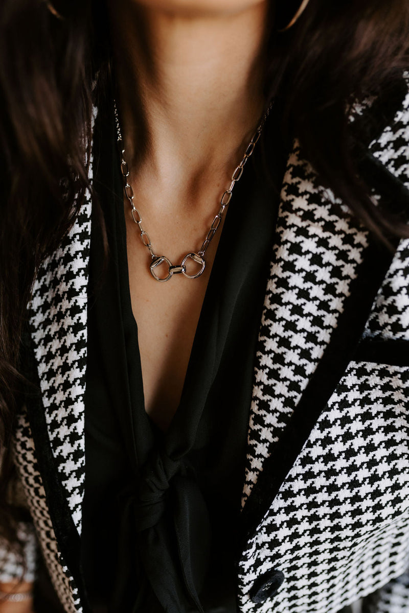 The Harlowe Horsebit Necklace in Silver