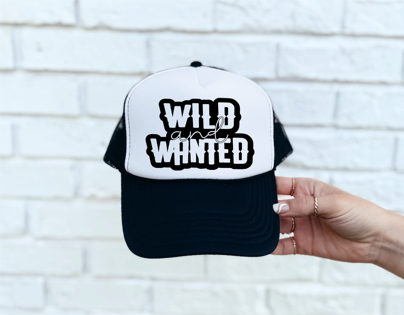 Wild and Wanted DTF Printed Black & White Trucker Hat
