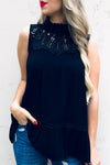 Lace Trim Sleeveless Top-Tops-Wild Child & Rebel Soul Boutique