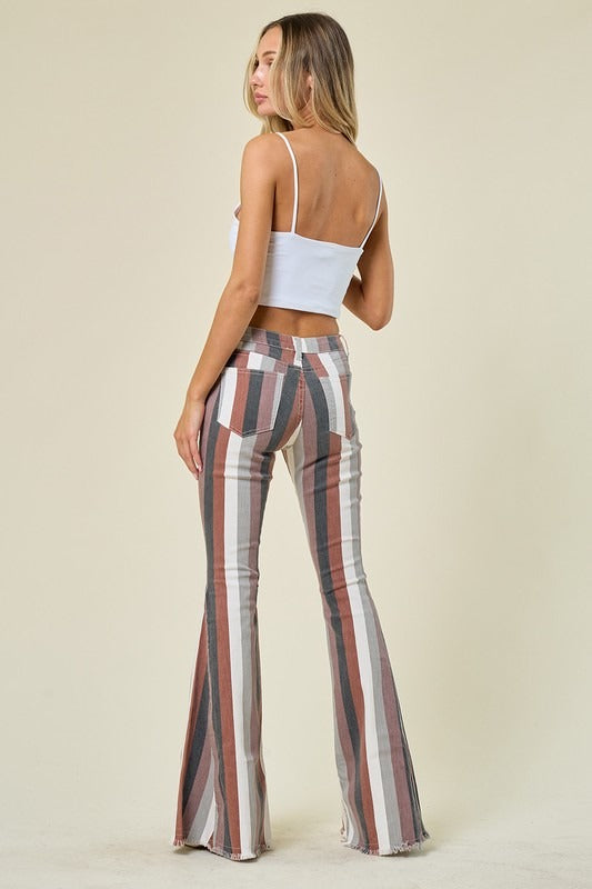 Brown Multi Striped Flares