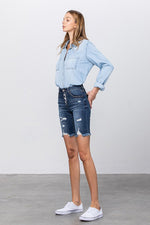 HIGH RISE BERMUDA DENIM SHORTS