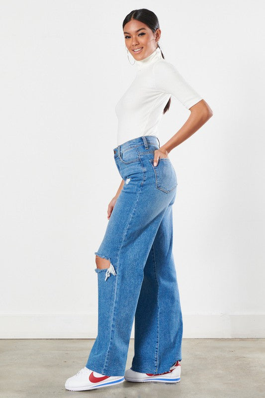Distressed Wide Leg Jeans