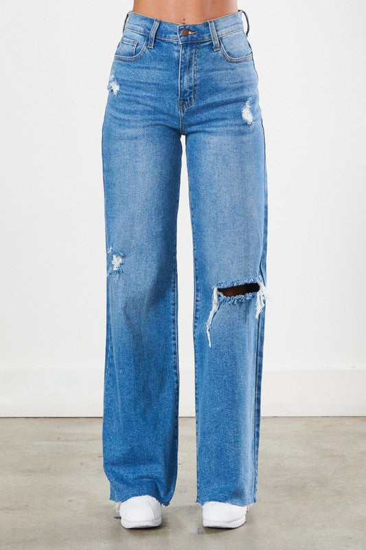 Distressed Wide Leg Jeans