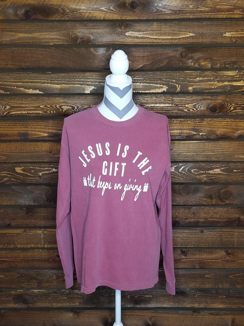 Jesus is the Gift Long Sleeve Graphic Tee-Graphic Tee-Wild Child & Rebel Soul Boutique