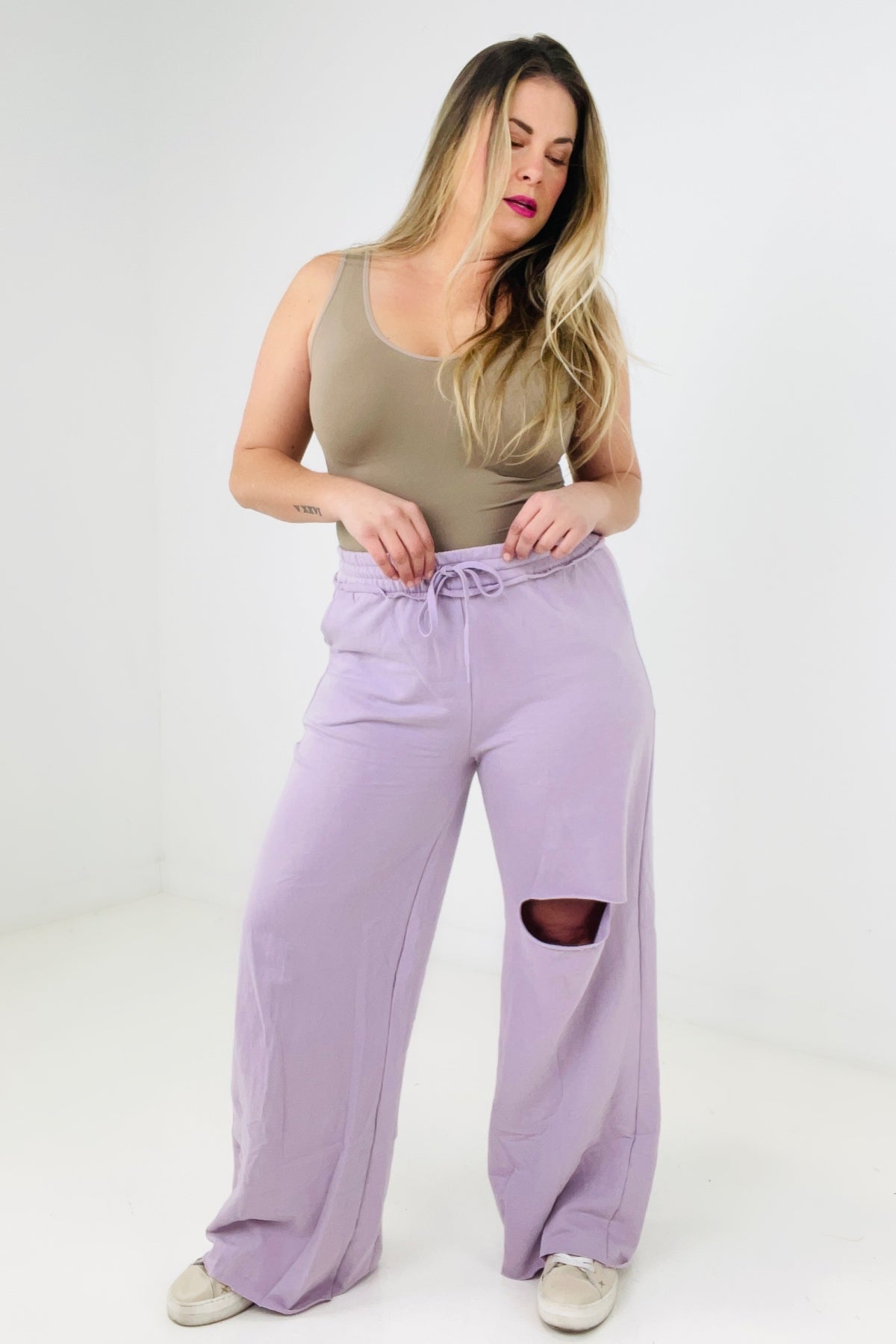 Distressed Knee French Terry Sweats With Pockets - New Colors