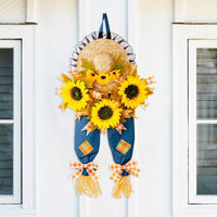 Thanksgiving Harvest Straw Hat Sunflowers Hanging Decoration