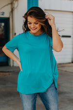 Basic Scoop Neck Tee with Side Knot