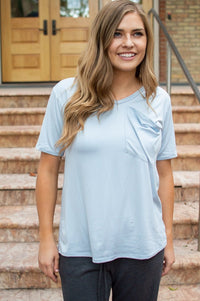 Copy of Slouchy Pocket Tee | Ice Blue-T-Shirt-Wild Child & Rebel Soul Boutique