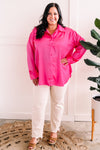 Button Front Blouse In Barbie Pink
